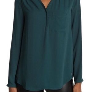 Pleione Teal Green V-Neck Women's Top